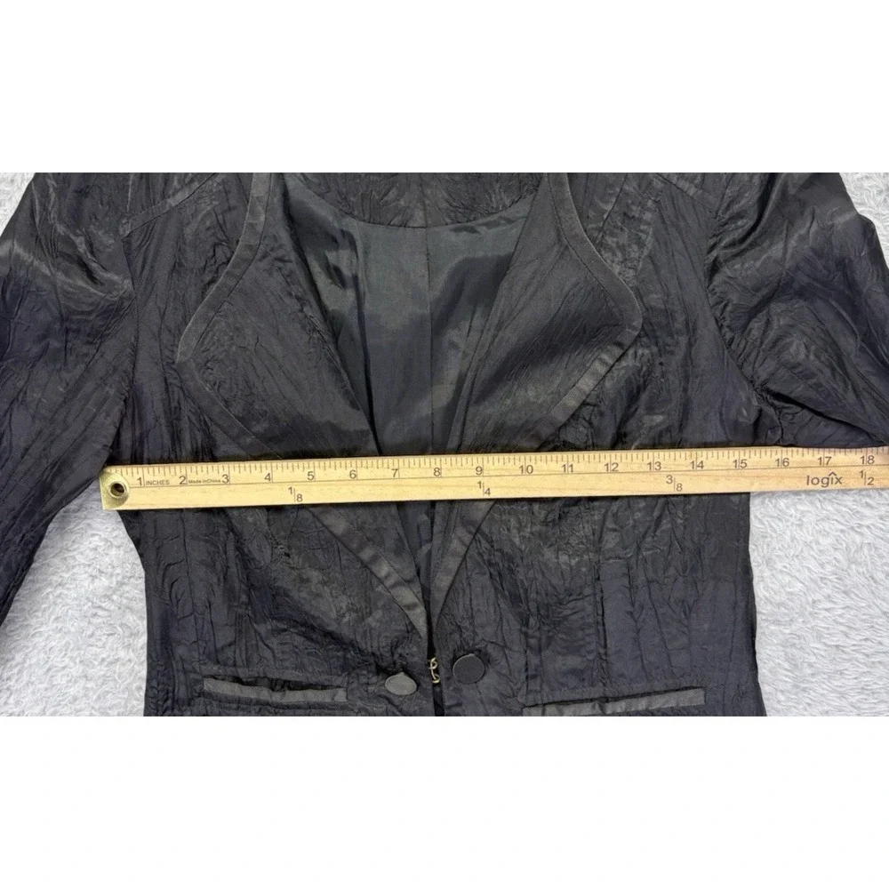 VTG Free People Satin Tuxedo Blazer Jacket Black Womens Sz 6 Boho Fairy Grunge